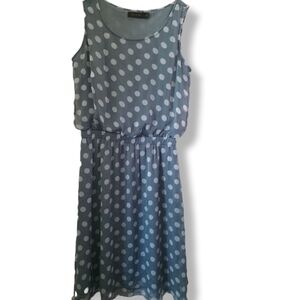 The Limited Size Small Green and White Polka Dot Sleeveless Midi Dress